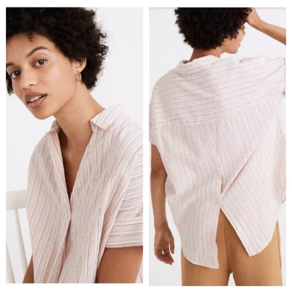 Madewell Courier Button Back Brampton Stripe Shirt Size Small Style #MC8…